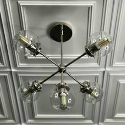 Paine Modern Sputnik Chandelier 5 Bulb in Globe Mid Century Industrial Light - thumbnail 2