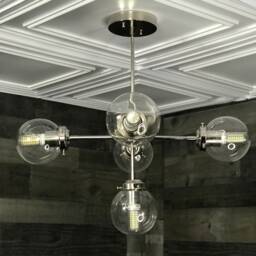 Paine Modern Sputnik Chandelier 5 Bulb in Globe Mid Century Industrial Light - thumbnail 4