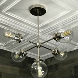 Paine Modern Sputnik Chandelier 5 Bulb in Globe Mid Century Industrial Light - thumbnail 3