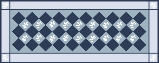 Blue Check Floorcloth With Pattern