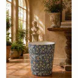 William Morris Orchid Bluebell Waste Paper Bin - Handmade Fabric Basket For Bedroom, Study Or Home Office - thumbnail 2