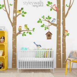 Birch Trees & Birds Wall Decal, Forest Sticker, Nursery Baby Room Decor - thumbnail 3
