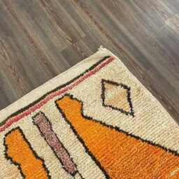 Custom Boujad Rug Authentic Moroccan Wool Rug, Abstract Orange Design - thumbnail 4