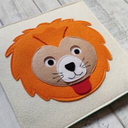 Montessori Felt Quiet Book Page Lion Sensory Toy - thumbnail 2