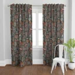 Woodland Curtain Panel - Rustic Autumn Thanksgiving Animals Leaves Pine Custom Fall Forest By Rebecca_Reck_Art - thumbnail 2