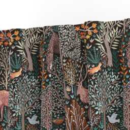 Woodland Curtain Panel - Rustic Autumn Thanksgiving Animals Leaves Pine Custom Fall Forest By Rebecca_Reck_Art - thumbnail 3