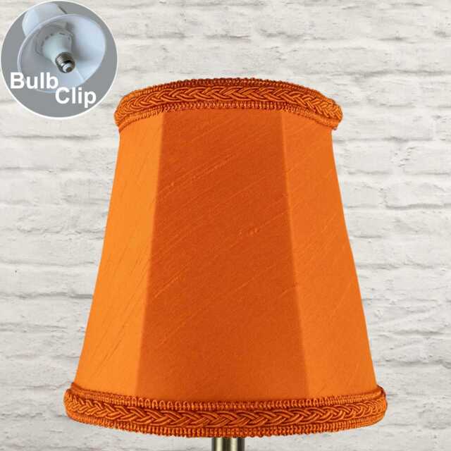 Orange Empire Chandelier Shade, Faux Silk Candle Clip Lampshade, Wall Light Handmade - image 1