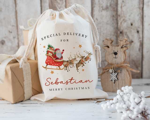 xl Personalised Santa Sack, Christmas Gift Bag, Sleigh Stocking Filler, Father Christmas, Traditional - image 1