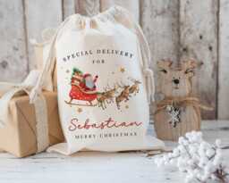 xl Personalised Santa Sack, Christmas Gift Bag, Sleigh Stocking Filler, Father Christmas, Traditional - thumbnail 1