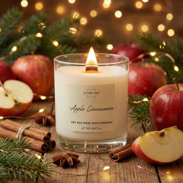 Large Sustainable Soy Candle - Apple & Cinnamon Scent, The Perfect Christmas Gift - image 1