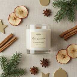 Large Sustainable Soy Candle - Apple & Cinnamon Scent, The Perfect Christmas Gift - thumbnail 2