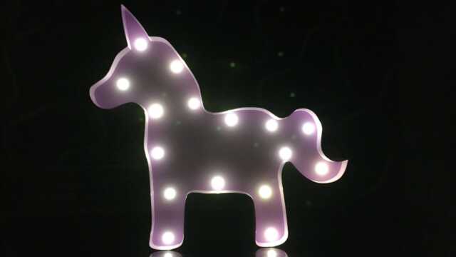 Metal Purple Unicorn Night Light Battery Operated Home Pub Party Bedroom Decor Nursery Kids Birthday Gift - image 1