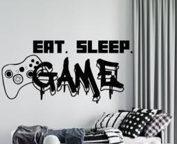Gamer Wall Decal Eat Sleep Game Controller, Gaming Room Decor 440Re - thumbnail 1