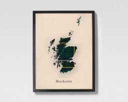 Clan Macalpine Scottish Tartan Map - Of Scotland Family Wall Decor, Ready To Hang - thumbnail 1