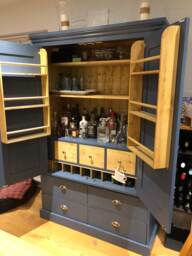120cm Freestanding Solid Wood Kitchen Larder Cupboard, Hand Painted Pantry Storage Unit - thumbnail 1