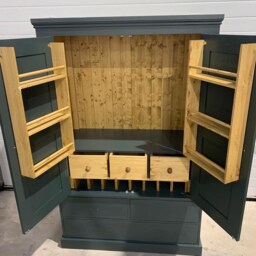 120cm Freestanding Solid Wood Kitchen Larder Cupboard, Hand Painted Pantry Storage Unit - thumbnail 3