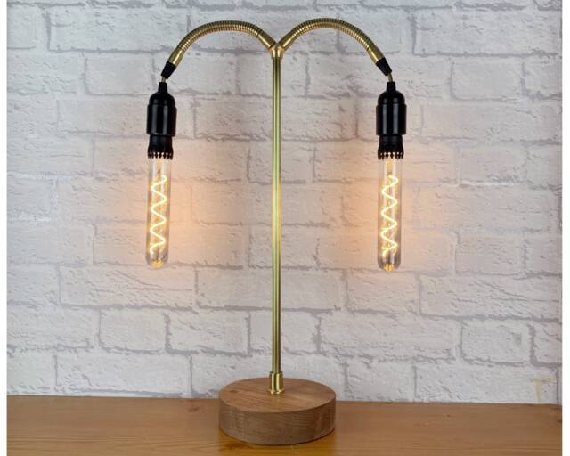 Vintage Industrial Lamp Brass Gooseneck, Edison Bulb, Quirky Decor - image 1