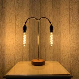 Vintage Industrial Lamp Brass Gooseneck, Edison Bulb, Quirky Decor - thumbnail 2