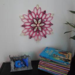 Pink Dahlia Paper Wall Art Handmade Mandala Decor - thumbnail 3