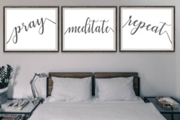 Pray Meditate Repeat, Rehab Printable Wall Art Set, Typography Spiritual Print, Yoga Room Decor, Digital Download Prayer Artwork - thumbnail 1