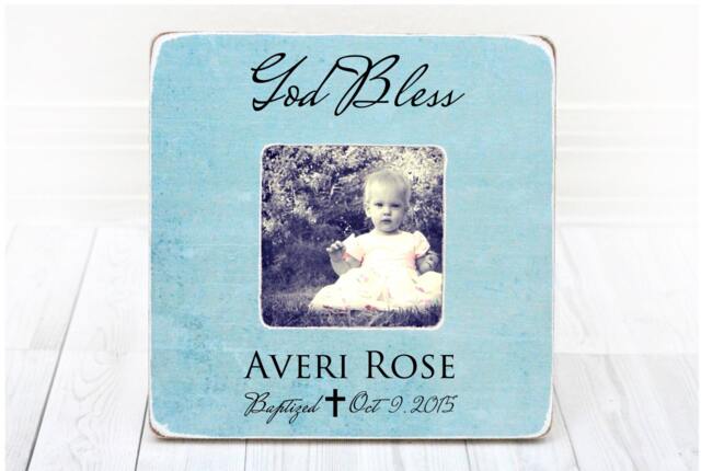Personalized Baptism Picture Frame God Bless Gift - image 1