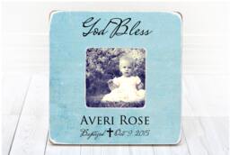 Personalized Baptism Picture Frame God Bless Gift - thumbnail 1