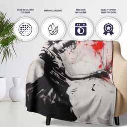 Dancing Girl With Red Balloons Street Art, Bedroom Living Room Accent, Comfortable Everyday Use - Super Soft Fleece Blanket Bed Sofa Throw - thumbnail 2