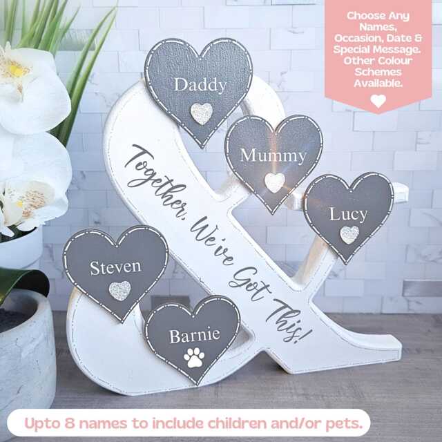 Personalised Family Sign With Names, Plaque, Name Sign, 40Th Birthday Gift For Her, 10Th Anniversary Wife, Mummy - image 1