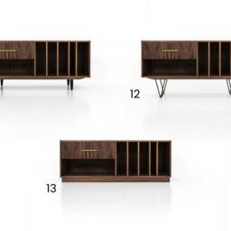 Vinyl Record Stand, Vinyl Storage Mid-Century Sideboard, Dresser, Commode, Credenza Made Of Walnut Vaneer - Livlo O-S12 - thumbnail 2