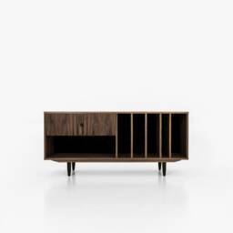 Vinyl Record Stand, Vinyl Storage Mid-Century Sideboard, Dresser, Commode, Credenza Made Of Walnut Vaneer - Livlo O-S12