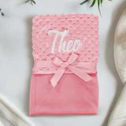 Personalized Baby Blanket Bubble Embossed Newborn Gift With Bow - thumbnail 2