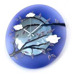 Sakura Hand-Painted Glass Wall Clock Purple Cherry Blossom Art - thumbnail 2