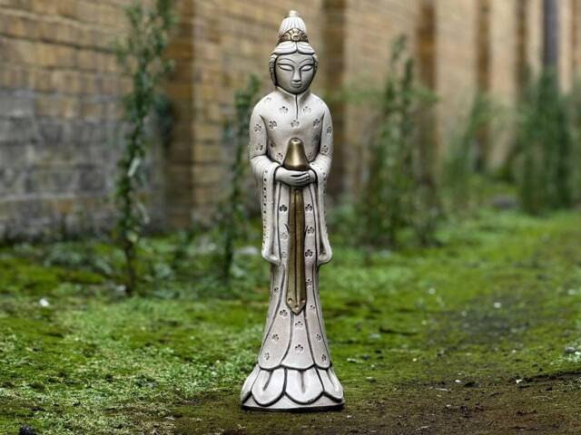 Goddess Kwan Yin Concrete Statue Spiritual Garden Decoration Outdoor Zen Figurine Stone Spiritual Decor Of Compassion Ornament Gift - image 1