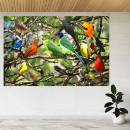 Bird Collage Parrot Tree Branches 3D View Wall Sticker Poster Decal A865