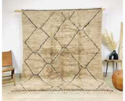 Brown Diamond Lattice Rug - Large Area Handmade Berber Shag Earthy Taupe Home Decor Custom Textured Wool Carpet - thumbnail 1