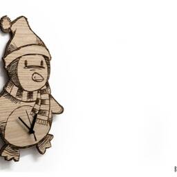 Little Cute Penguin Engraved Wooden Wall Clock - Kids Nursery - thumbnail 2
