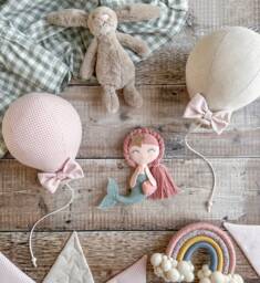 Felt Mermaid Hanging Decoration - Handmade Nursery Decor Kids - thumbnail 1