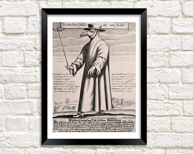 Plague Doctor Print Vintage Dr Schnabel Beak Art Illustration - image 1