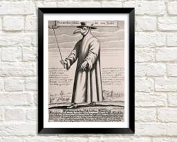 Plague Doctor Print Vintage Dr Schnabel Beak Art Illustration - thumbnail 1