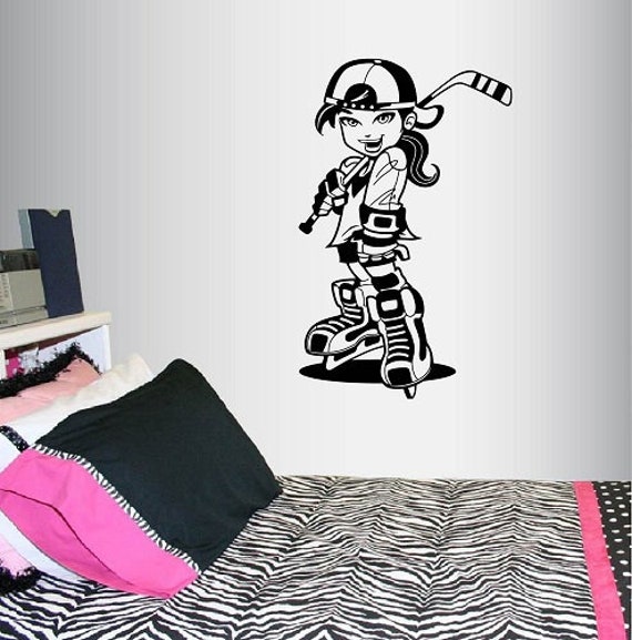 In-Style Decals Wall Vinyl Decal Home Decor Art Sticker Ice Hockey Player Girl Teen Modeling Sports Girls Room Bedroom Mural Design 396 - image 1
