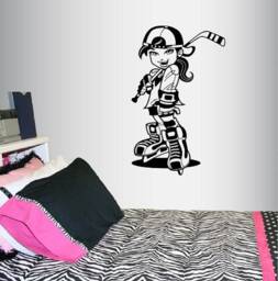 In-Style Decals Wall Vinyl Decal Home Decor Art Sticker Ice Hockey Player Girl Teen Modeling Sports Girls Room Bedroom Mural Design 396 - thumbnail 1