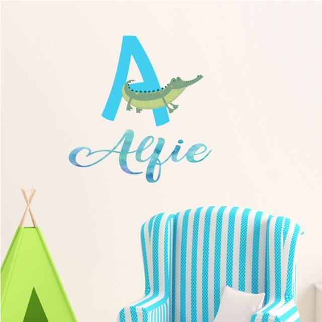 Alligator Wall Decal, Custom Name, Boy's Room Decor - image 1
