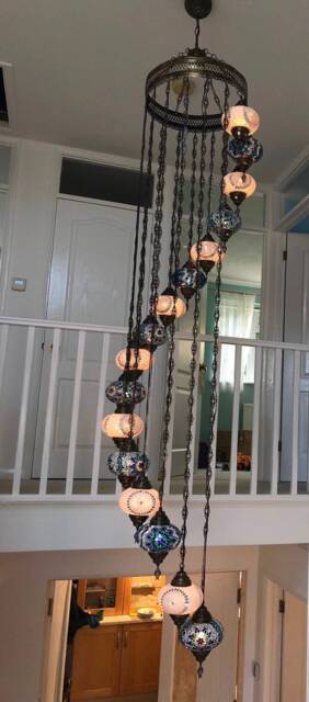 16 Ball Mosaic Chandelier, Mosaic Chandelier, Morocco Lantern, Chandelier Lighting, Turkish Light, Hanging Lamp, Morocco Lighting, Turkey Lamp - image 1
