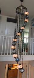 16 Ball Mosaic Chandelier, Mosaic Chandelier, Morocco Lantern, Chandelier Lighting, Turkish Light, Hanging Lamp, Morocco Lighting, Turkey Lamp - thumbnail 1