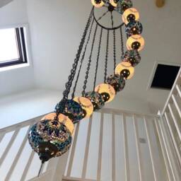16 Ball Mosaic Chandelier, Mosaic Chandelier, Morocco Lantern, Chandelier Lighting, Turkish Light, Hanging Lamp, Morocco Lighting, Turkey Lamp - thumbnail 2
