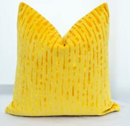 Yellow Velvet Pillow Cover, Patterned Cover, Modern Cover, Eclectic Pillow, Geometric Cover - thumbnail 1