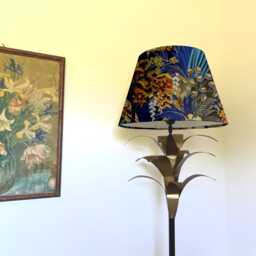 Floral Midnight Velvet Coolie Lampshade, Empire Blue Leaves, Tropical Empire, Ceiling Light Shade - thumbnail 1