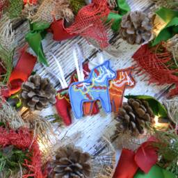 Dala Horse Felt Ornament, Embroidered, Scandinavian Gift, Orange Or Blue, Christmas Folk Art, Single 3 Pack