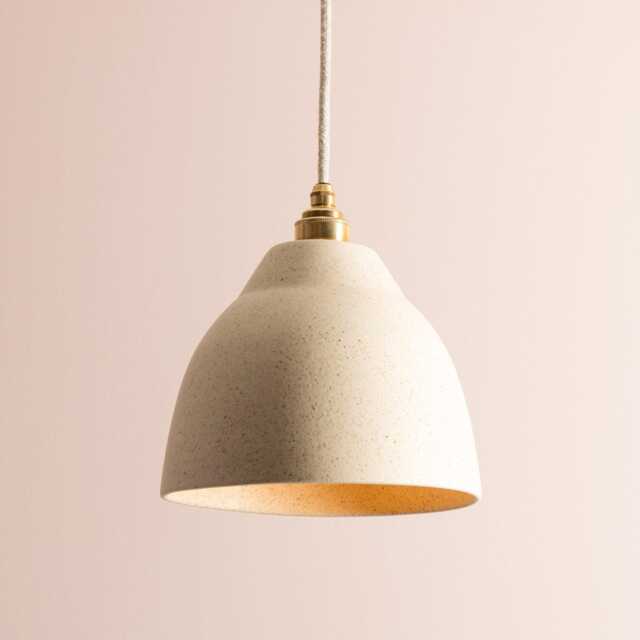 Speckled Cream Matt Element Pendant Light in Ceramic & Brass/Nickel - image 1