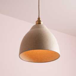 Speckled Cream Matt Element Pendant Light in Ceramic & Brass/Nickel - thumbnail 2